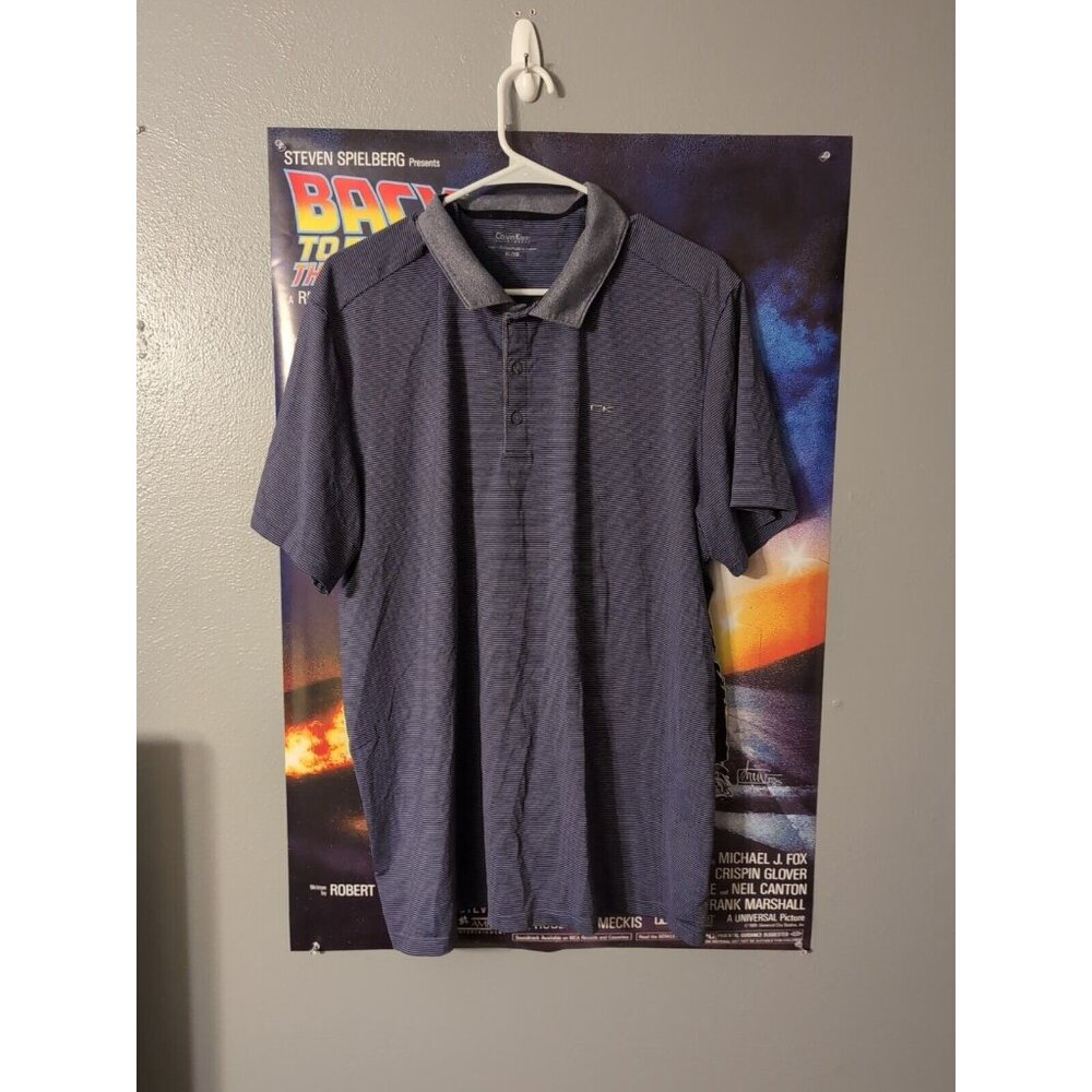 Calvin Klein Performance Blue Striped Men's Polo Shirt Size XL